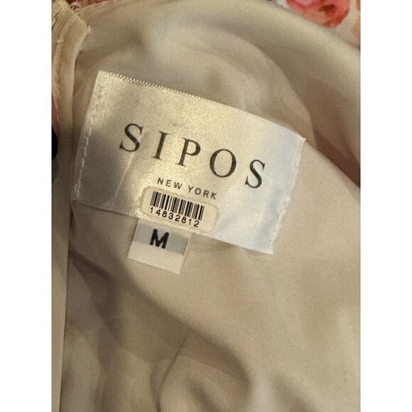 Samantha Sipos Ivory And Red Strawberry Floral Print Ruffle Midi Dress Size M - Picture 12 of 12